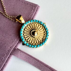 Jane Win Wanderlust Sunflower Small Embellished Coin Pendant with Chain